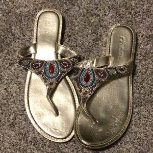 Chico’s Elegant Beaded Gold Sandals